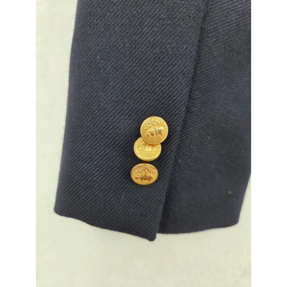Brooks Brothers Fleece Kids Navy Blue 100% Wool Blazer Gold Buttons Size 8
